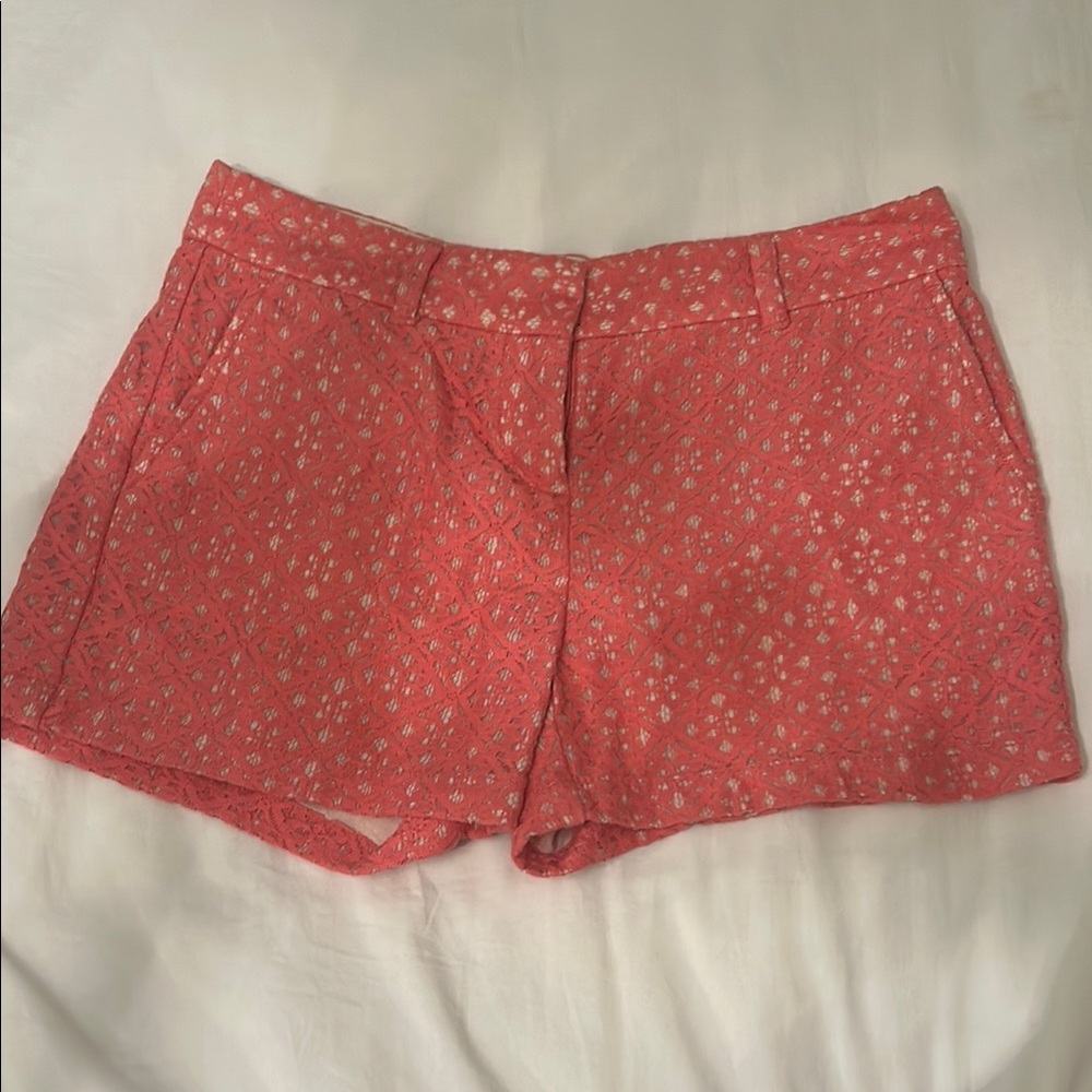 Ann Taylor Pink High Waist Shorts with Design
